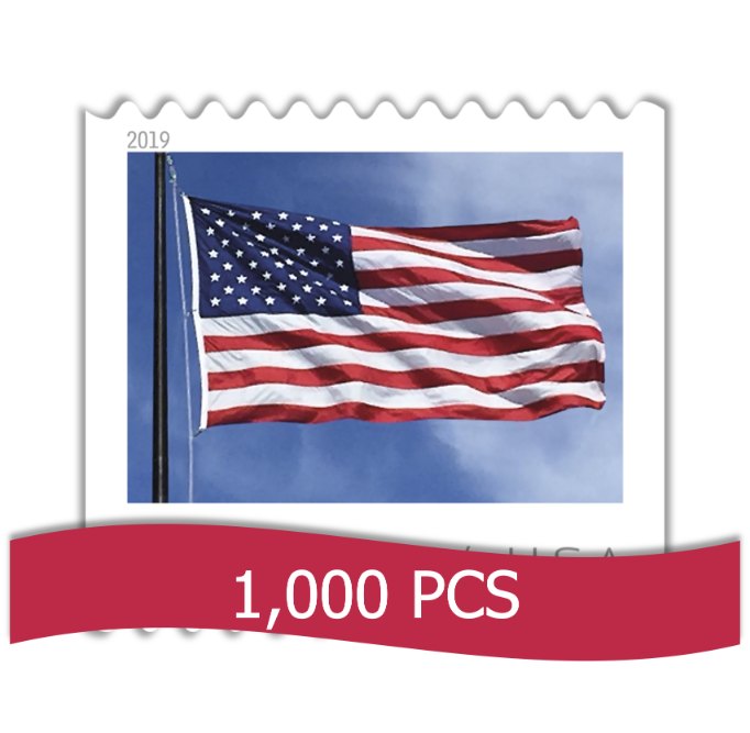 Cheap wholesale discount US Flag Forever Stamps 1000 piece bulk for sale authentic USPS postage for everyday mailing and business use 2019 edition