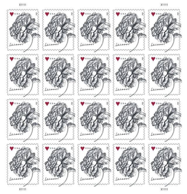 USPS Forever Engraved Vintage Rose Stamps for sale