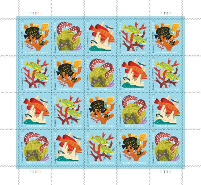 USPS Forever Coral Reefs Postcard Stamps main