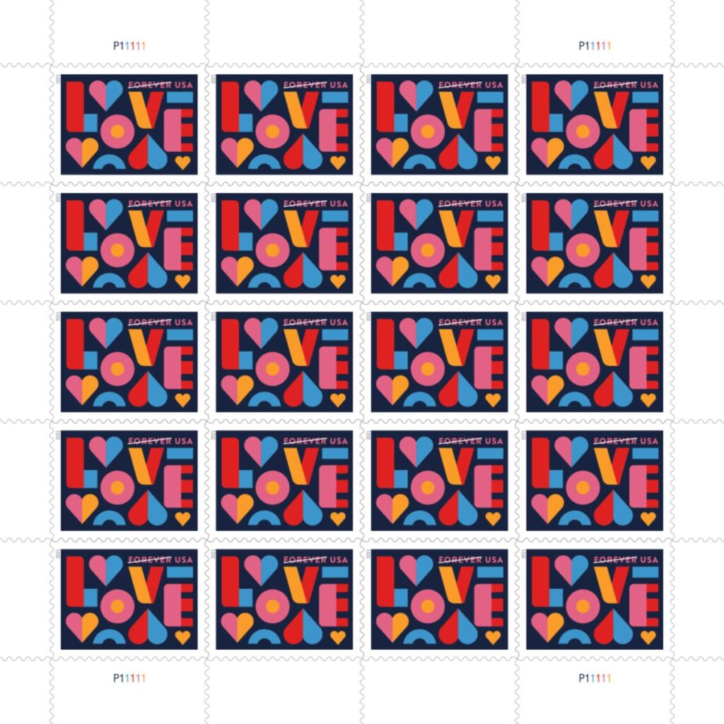 2021 sheets wholesale love stamps for sale in bulk, light-hearted digital illustration