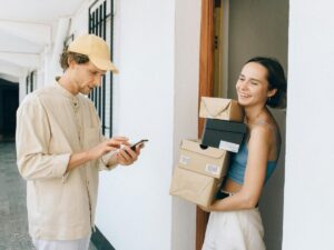 handwriting a letter with discount stamp nearby