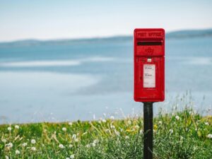 outgoing letter with cheap flag stamps