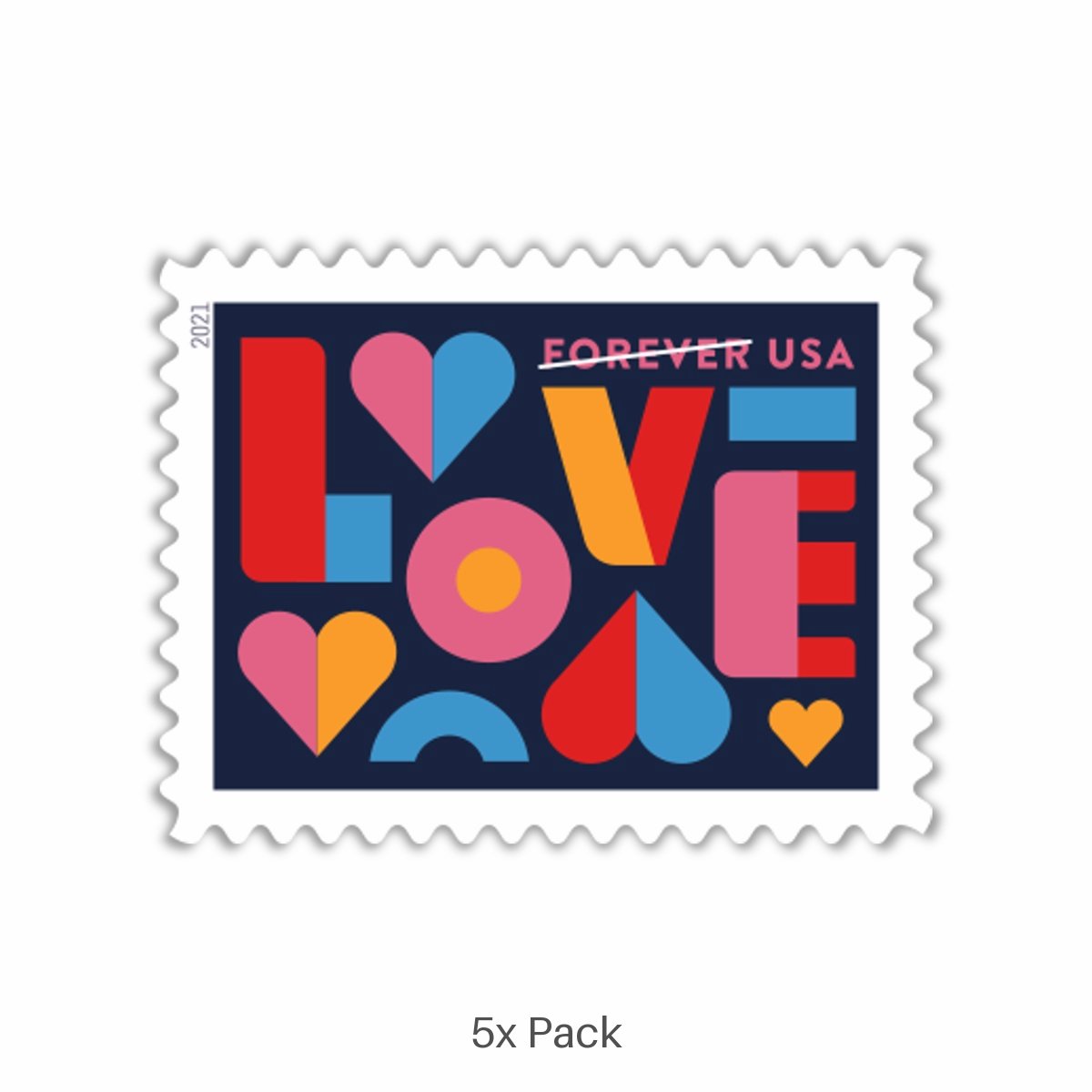 Bulk 2021 Love Digital Typography Stamps for Holiday & Seasonal Greetings Pack || 500Pcs (25 Sheets)