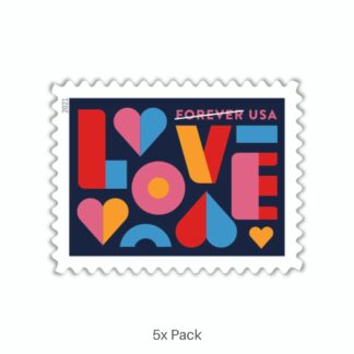 Low Cost 2021 Love Digital Typography Stamps for Non-Profit Organization Support || 500Pcs (25 Sheets)