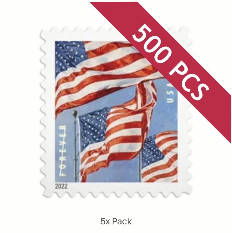Low Cost 2022 US Flag Stamps Wholesale for Real Estate Agents || 2500Pcs (25 Rolls)