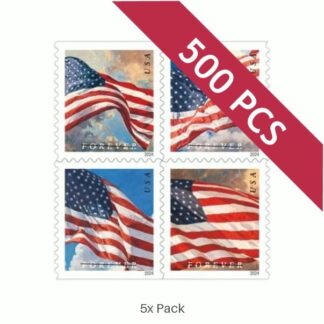 Bulk 2024 US Flag Stamps for Holiday & Seasonal Greetings Pack || 2500Pcs (25 Rolls)