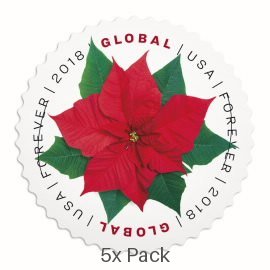 Discount Global Poinsettia Stamps for Business Bulk Mailing || International® Postage 500Pcs