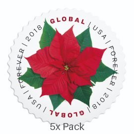 Economy Global Poinsettia Stamps for Insurance Industry Logistics || International® Postage 500Pcs