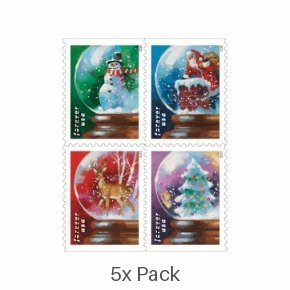Authentic Snow Globes Stamps for Business Bulk Mailing || 500Pcs (25 Books)